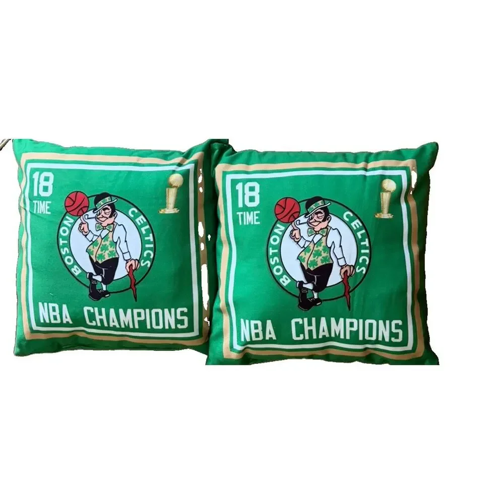 Set of 2 Boston Celtics 18-Time NBA Champions 18” Throw Pillows New Green